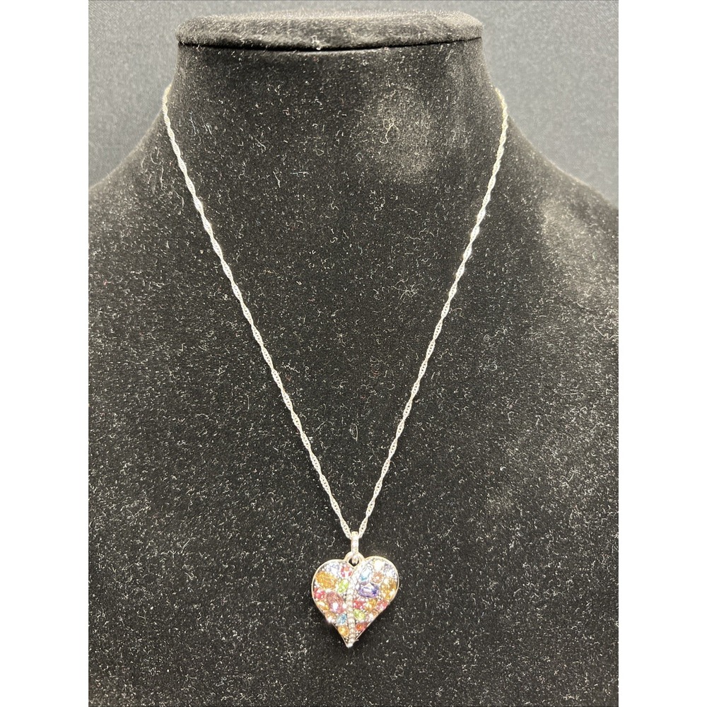 Brighton "Trust Your Journey" Multi Color Crystal Heart Necklace With Bag New